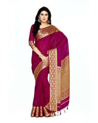 Mimosa Maroon Crepe Kanjivaram Style Saree With Blouse 1