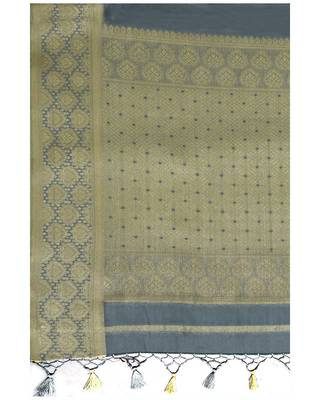 Mimosa Teal Crepe Kanjivaram Style Saree With Blouse 4