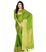Mimosa green crepe kanjivaram style saree with blouse
