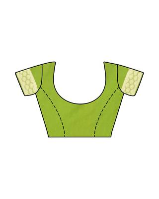 Mimosa green crepe kanjivaram style saree with blouse 4