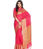 Mimosa Pink Crepe Kanjivaram Style Saree With Blouse
