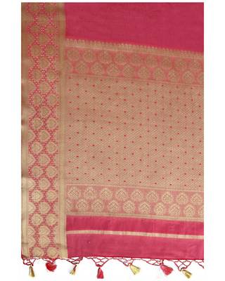 Mimosa Pink Crepe Kanjivaram Style Saree With Blouse 4
