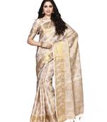 Mimosa beige art silk kanjivaram style saree with blouse