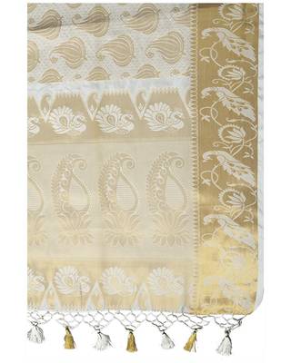 Mimosa beige art silk kanjivaram style saree with blouse 4