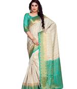Mimosa Beige Art Silk Kanchipuram Style Saree With Blouse