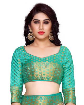Mimosa Beige Art Silk Kanchipuram Style Saree With Blouse 5
