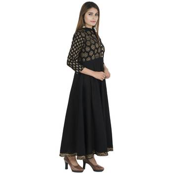 Black printed cotton long kurtis 2
