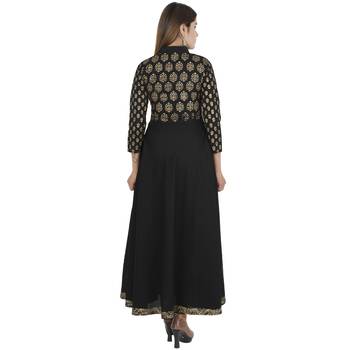 Black printed cotton long kurtis 4