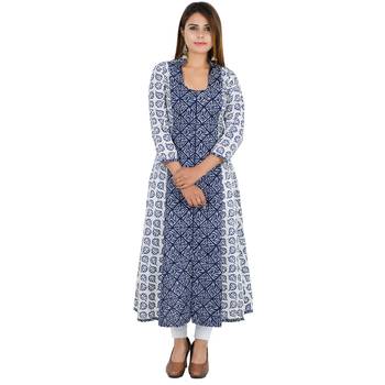 Multicolor printed cotton long kurtis 1