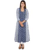 Multicolor printed cotton long kurtis