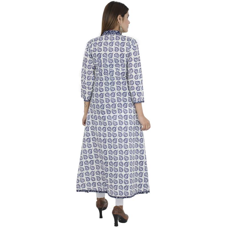 Multicolor printed cotton long kurtis