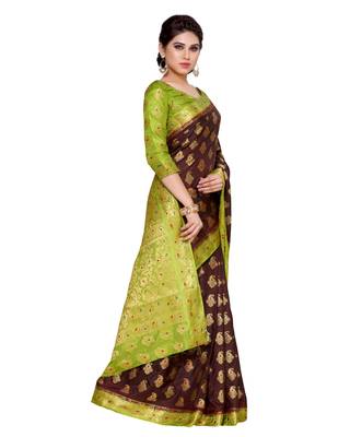 Mimosa Burgundy Art Silk Kanchipuram Style Saree With Blouse 3