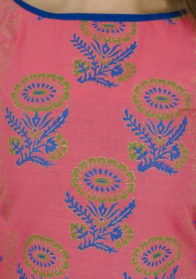 Pink printed cotton long kurtis 5