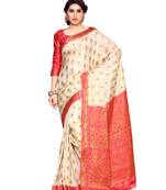 Mimosa Beige Art Silk Kanchipuram Style Saree With Blouse