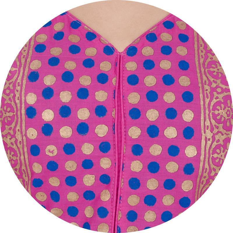 Pink printed cotton long kurtis
