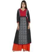 Black printed cotton long kurtis