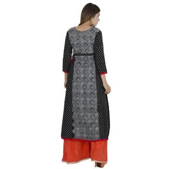 Black printed cotton long kurtis 4