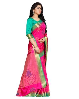 Mimosa Pink Art Silk Kanchipuram Style Saree With Blouse 3