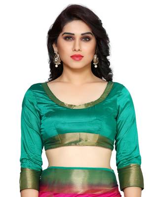Mimosa Pink Art Silk Kanchipuram Style Saree With Blouse 5