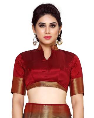 Mimosa Navy Blue Art Silk Kanchipuram Style Saree With Blouse 5