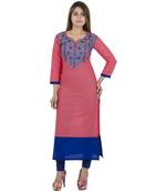 Pink printed georgette long kurtis