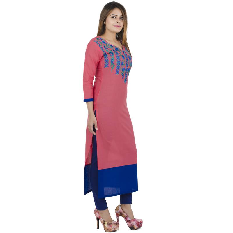 Pink printed georgette long kurtis