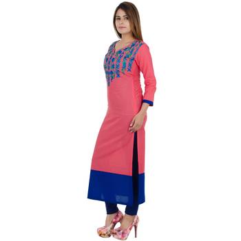 Pink printed georgette long kurtis 3
