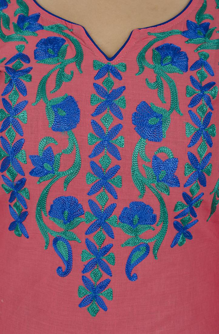 Pink printed georgette long kurtis