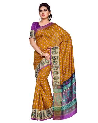 Mimosa Gold Tussar Silk Ikkat Style Saree With Blouse 1