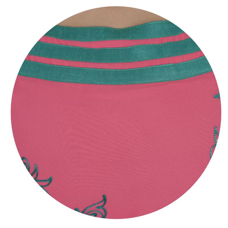 Pink embroidered cotton long kurtis