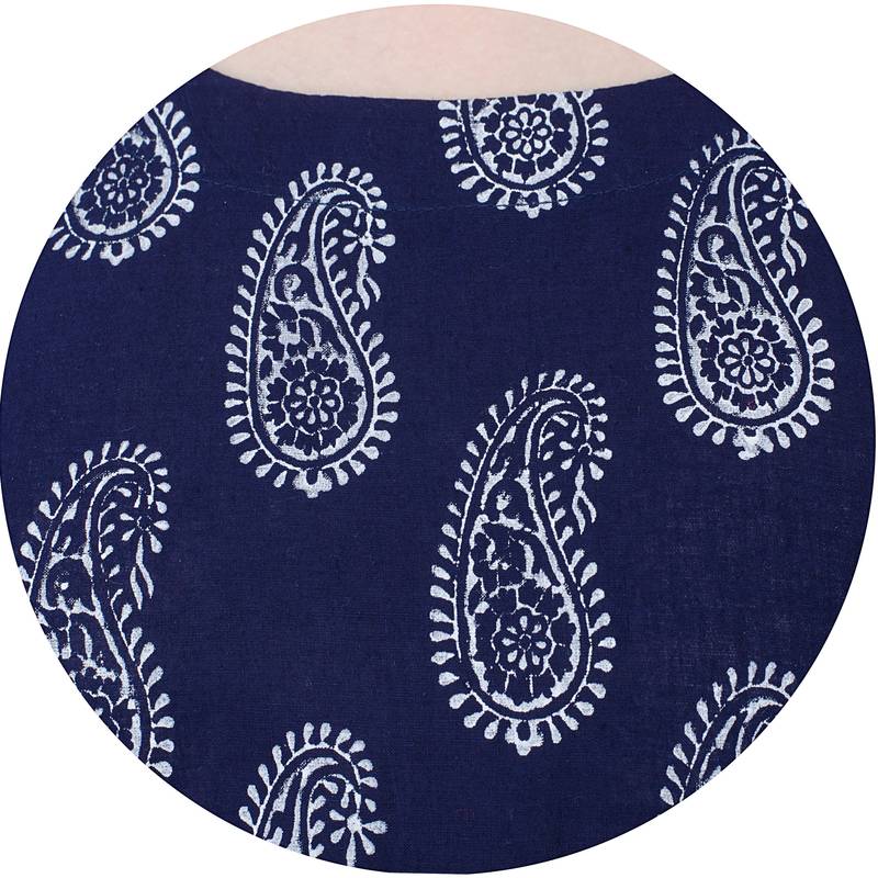 Blue printed cotton long kurtis