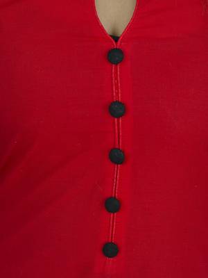 Red printed cotton long kurtis 5