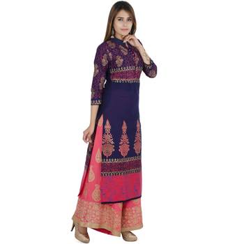 Blue printed cotton long kurtis 3
