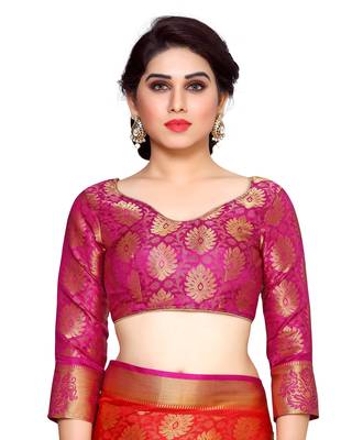 Mimosa Red Art Silk Kanchipuram Style Saree With Blouse 5