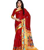 Mimosa Maroon Tussar Silk Kanchipuram Style Saree With Blouse