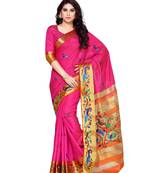 Mimosa Pink Tussar Silk Kanchipuram Style Saree With Blouse