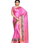 Mimosa Pink Art Silk Kanchipuram Style Saree With Blouse