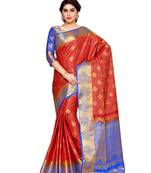 Mimosa Red Art Silk Kanchipuram Style Saree With Blouse