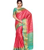 Mimosa Pink Art Silk Kanchipuram Style Saree With Blouse