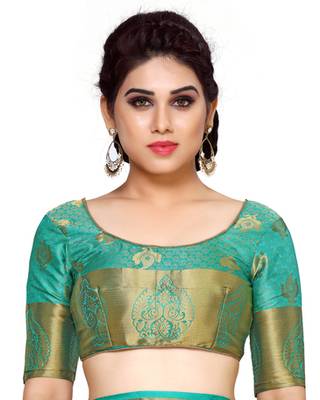 Mimosa Pink Art Silk Kanchipuram Style Saree With Blouse 5