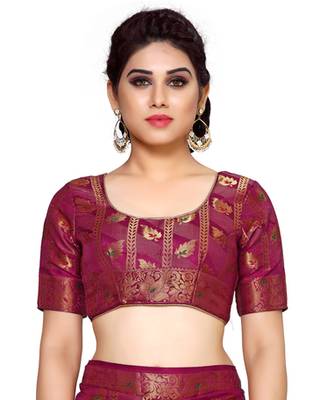 Mimosa Purple Art Silk Kanchipuram Style Saree With Blouse 5