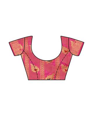 Mimosa Pink Art Silk Kanchipuram Style Saree With Blouse 4