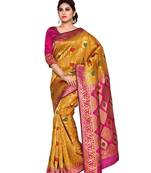 Mimosa Orange Art Silk Kanchipuram Style Saree With Blouse