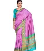 Mimosa Pink Tussar Silk Ikkat Style Saree With Blouse