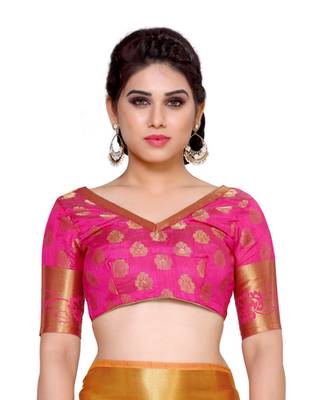 Mimosa Gold Art Silk Kanchipuram Style Saree With Blouse 5