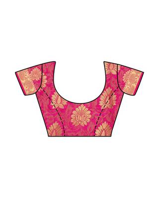 Mimosa Pink Art Silk Kanchipuram Style Saree With Blouse 4