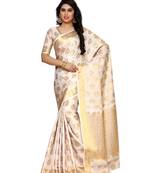 Mimosa beige art silk kanchipuram style saree with blouse