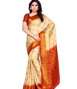Mimosa Beige Art Silk Kanchipuram Style Saree With Blouse