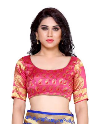 Mimosa Blue Art Silk Kanchipuram Style Saree With Blouse 5