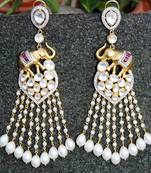Nizami Ruby Polki Diamond Pearl Dangler Earrings